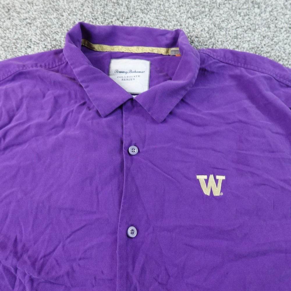 Washington Huskies Shirt Mens 3XL Purple NCAA College Tommy Bahama Silk Camp Top